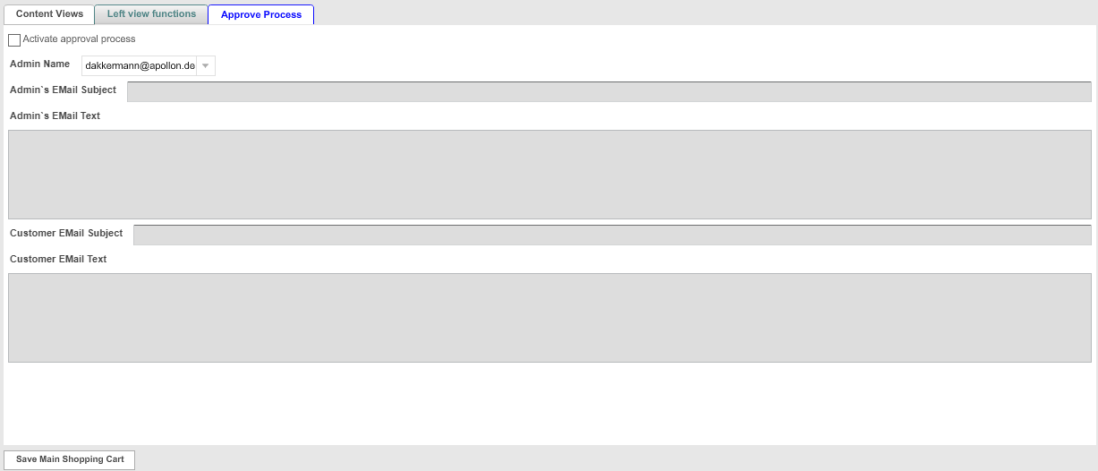 ShoppingCart configuration approve process