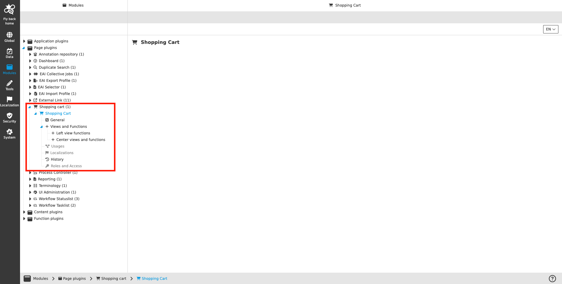 Shoppingcart CC configuration
