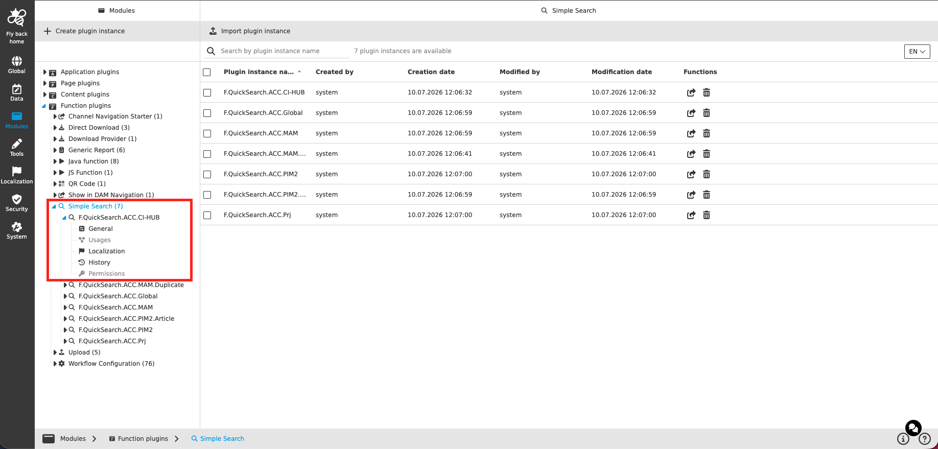 simple search configuration CC