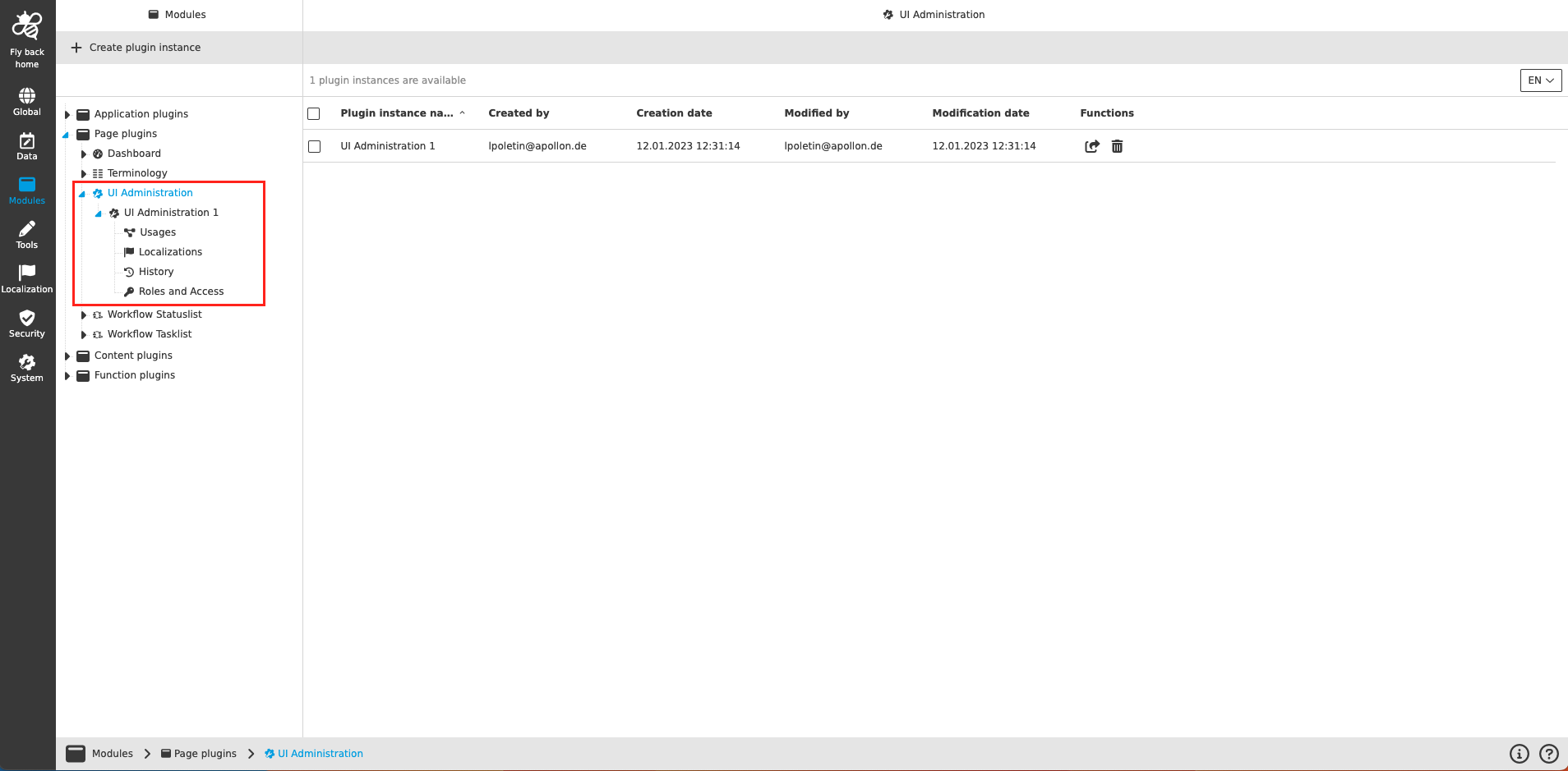 UI Administration CC