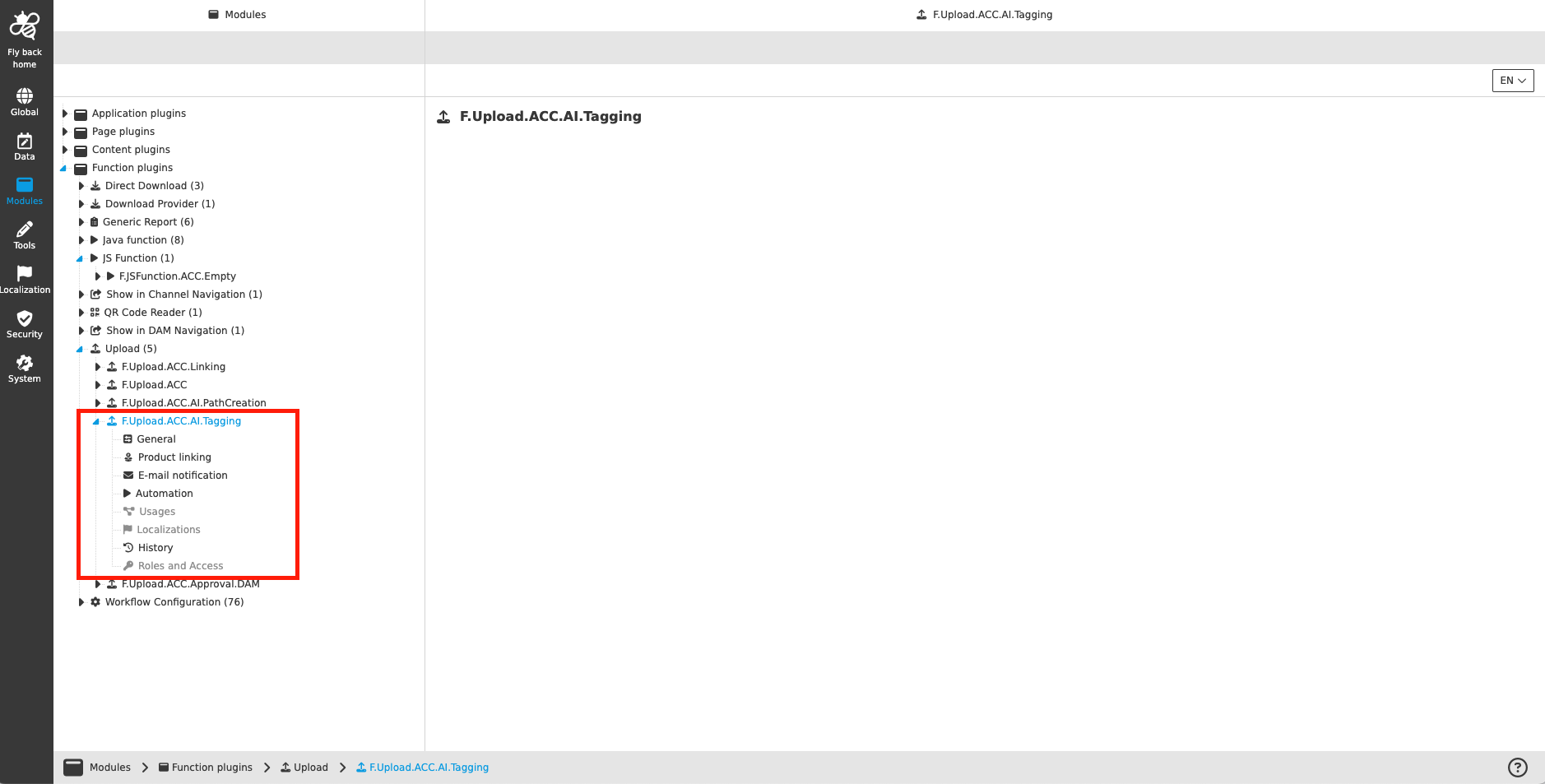 Upload configuration CC