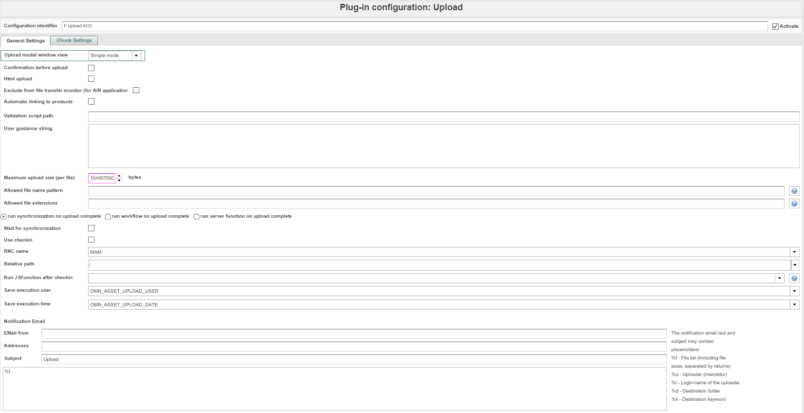 Figure Overview Upload configuration