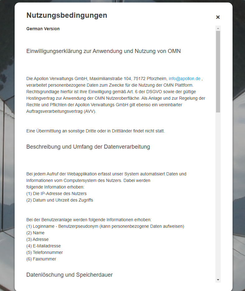 UserRegistration client gdpr
