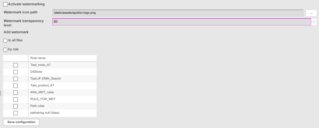Watermarking configuration overview