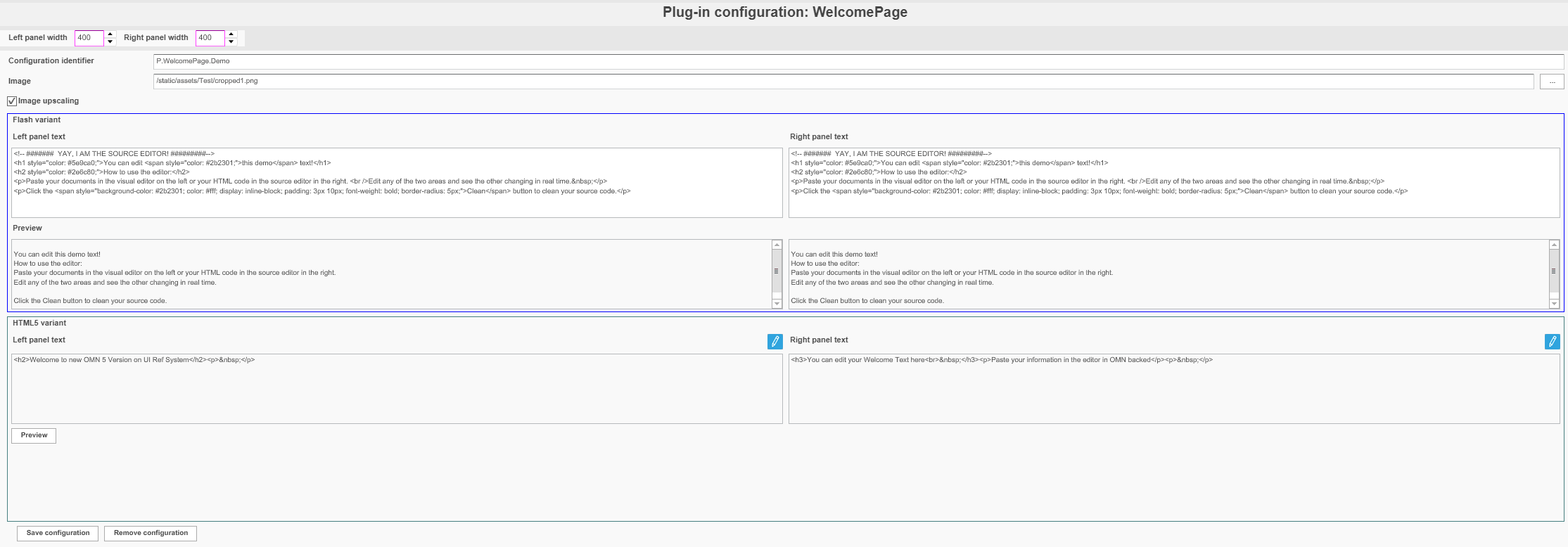 welcome page configuration overview
