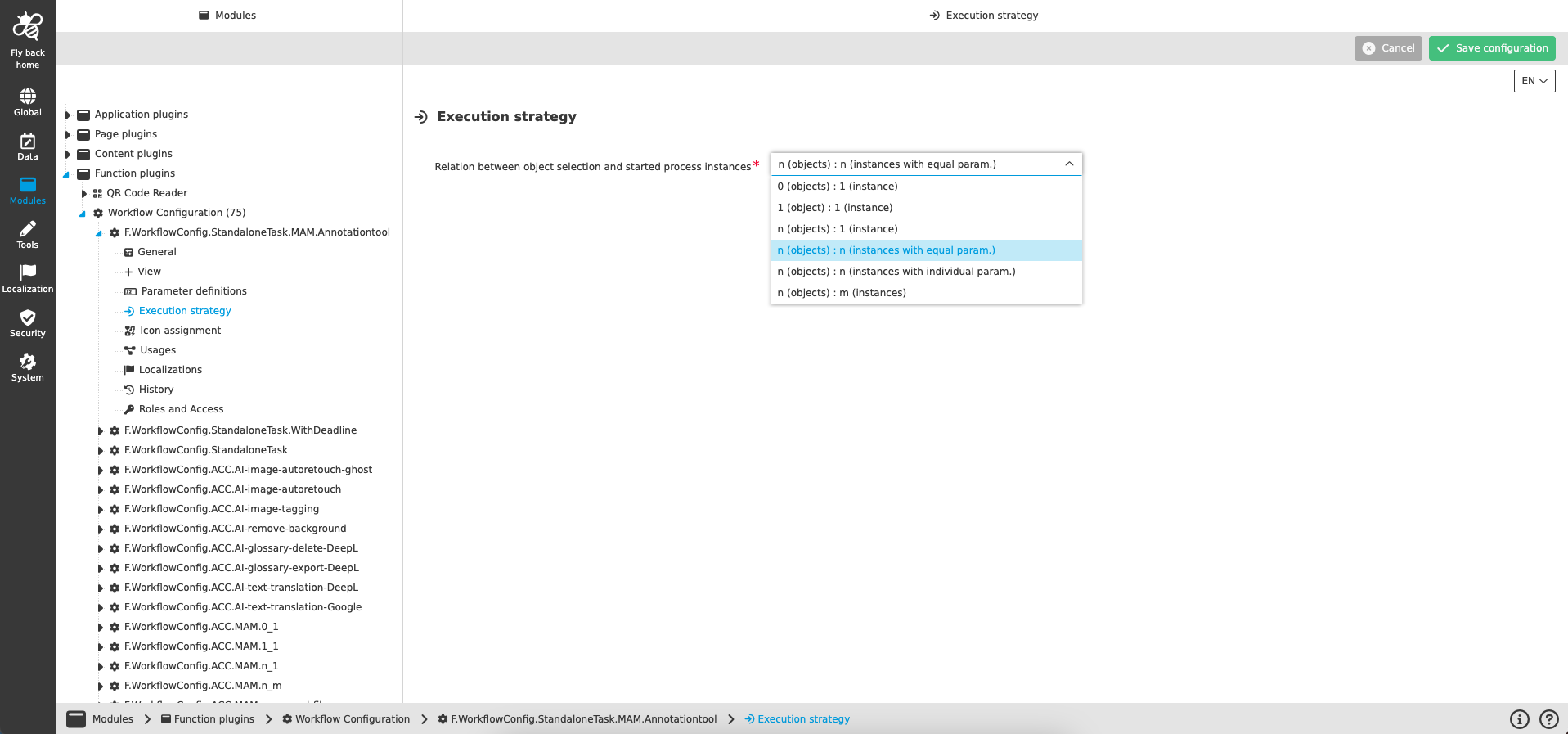 workflow config CC execution