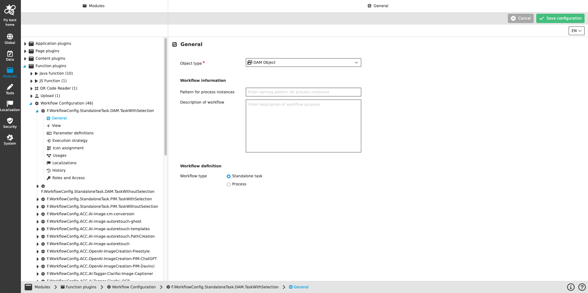 workflow config general CC
