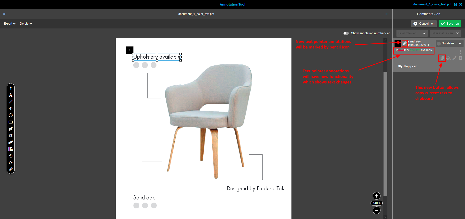 Text pointer annotation