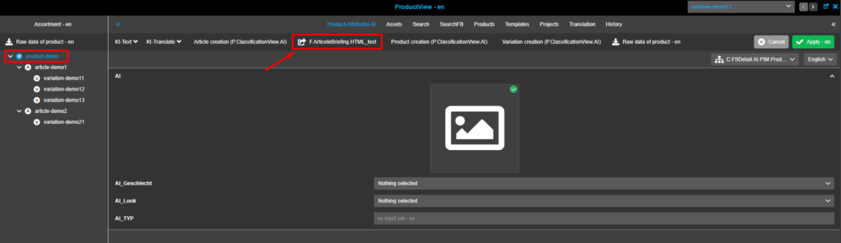 Opening of ArticleBriefing from Product View