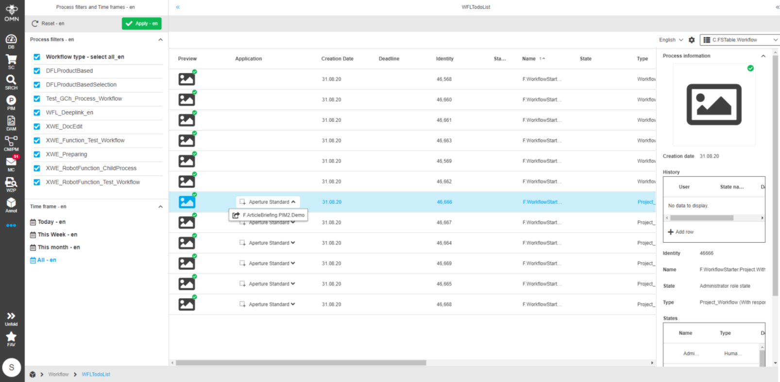 Opening of ArticleBriefing from Workflow for a selected item