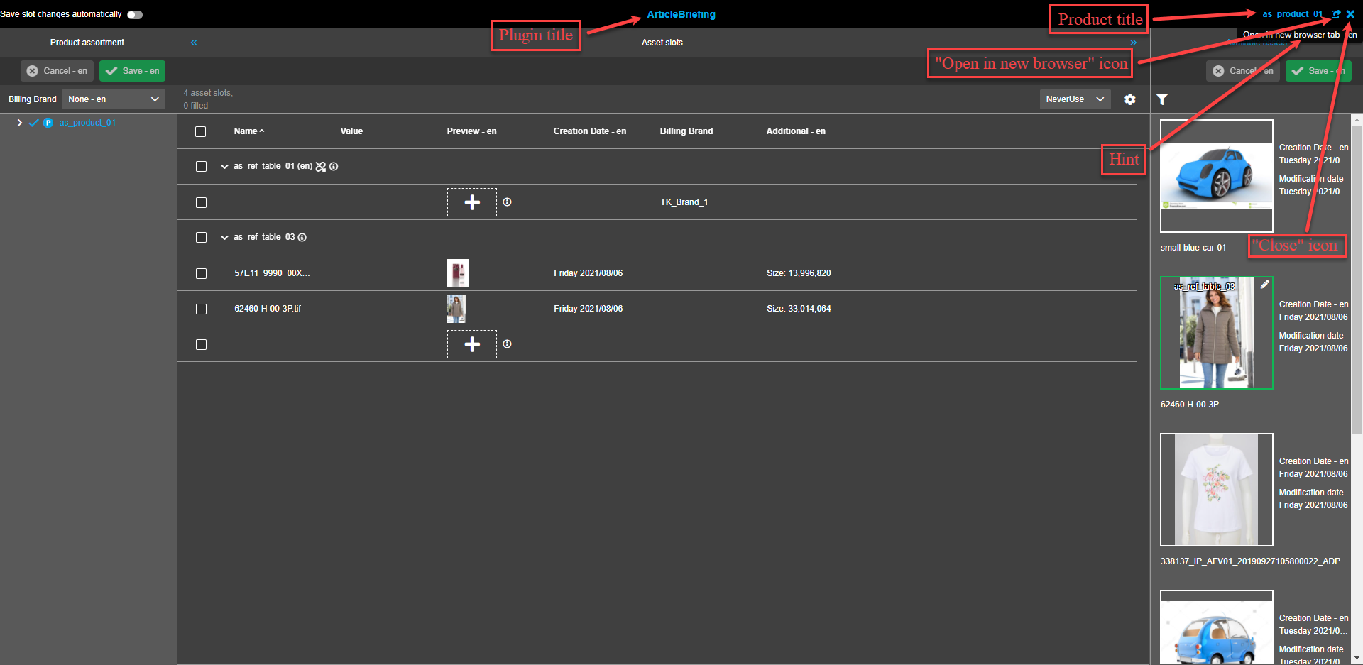 Header functionality