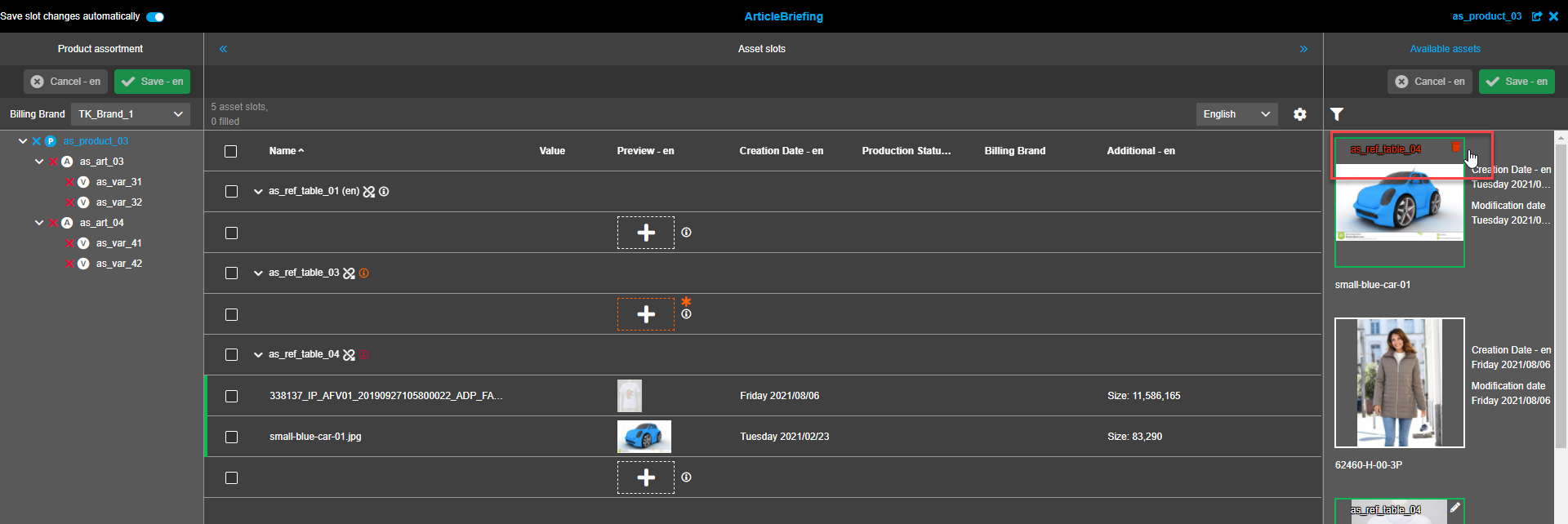 Available Assets view - Image details tooltip