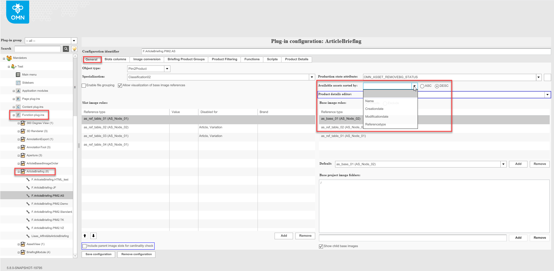 Available Assets view - Filter box with selected items