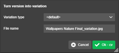 versioning turnIntoVariation
