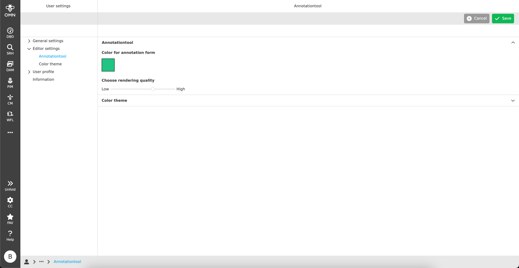 editor settings annotation tool settings