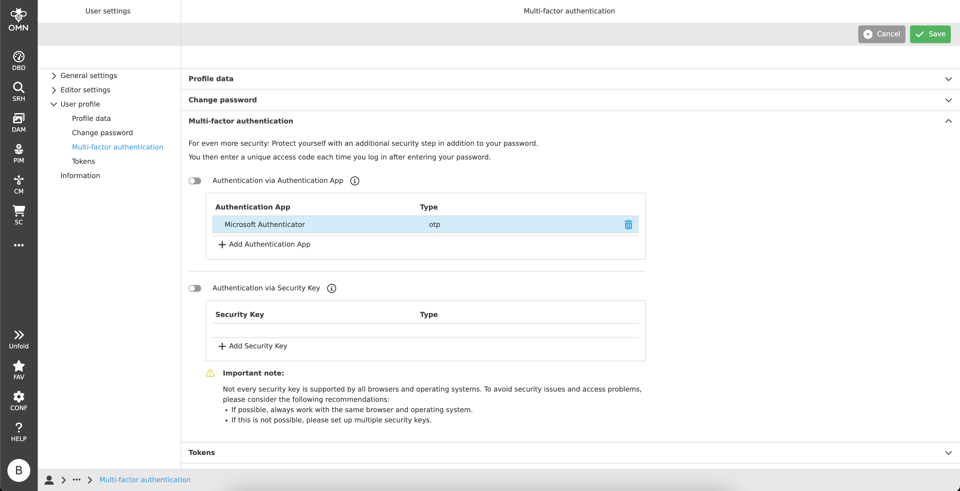 user settings auth delete