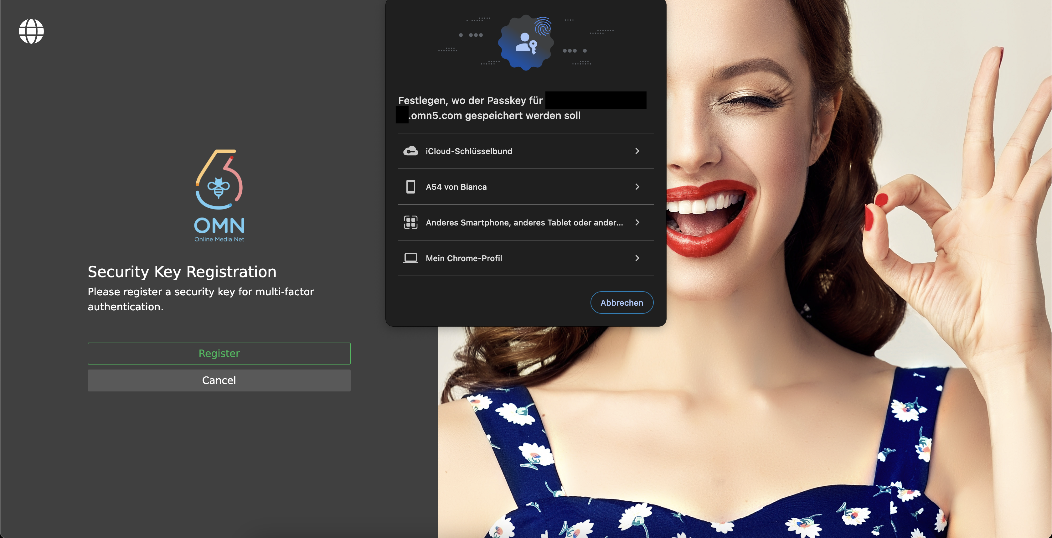 user settings passkey