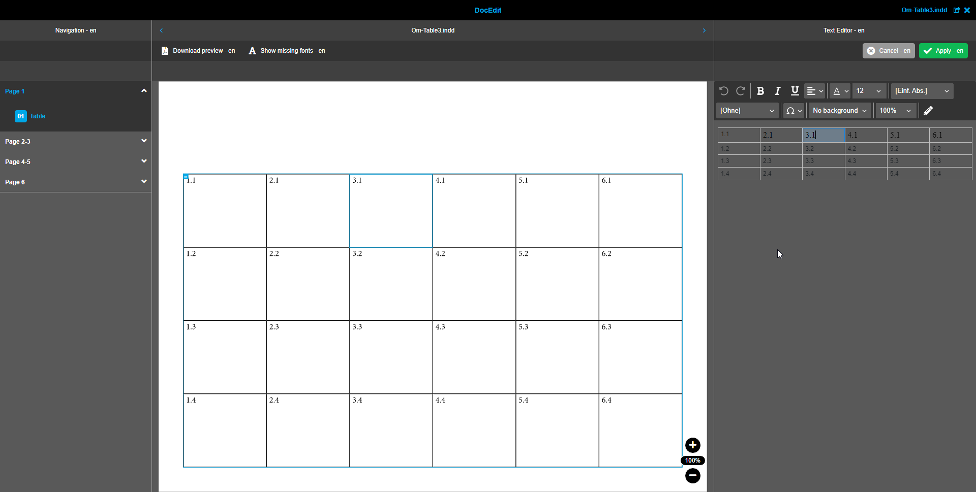 DocEdit table box editor