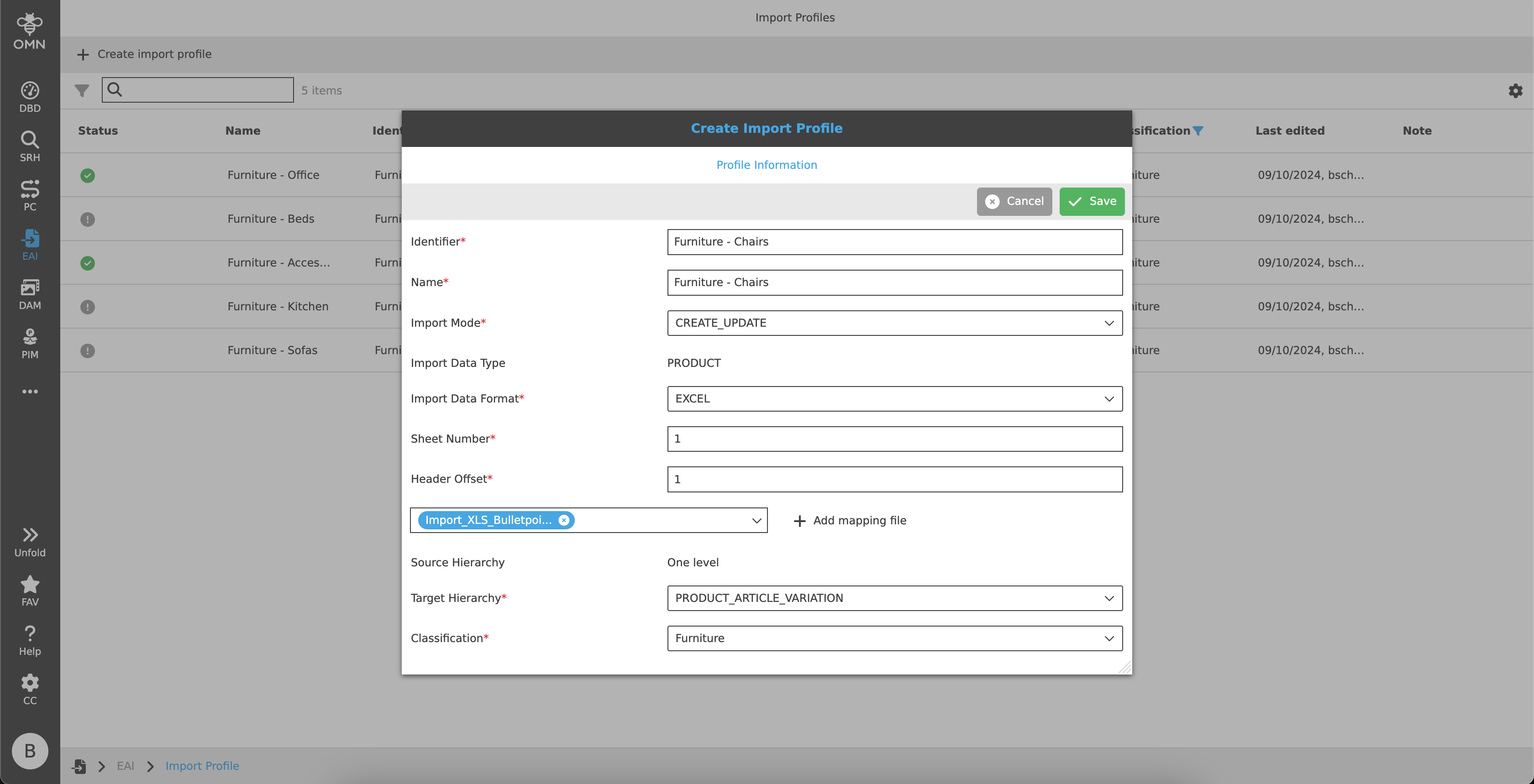 create import profile
