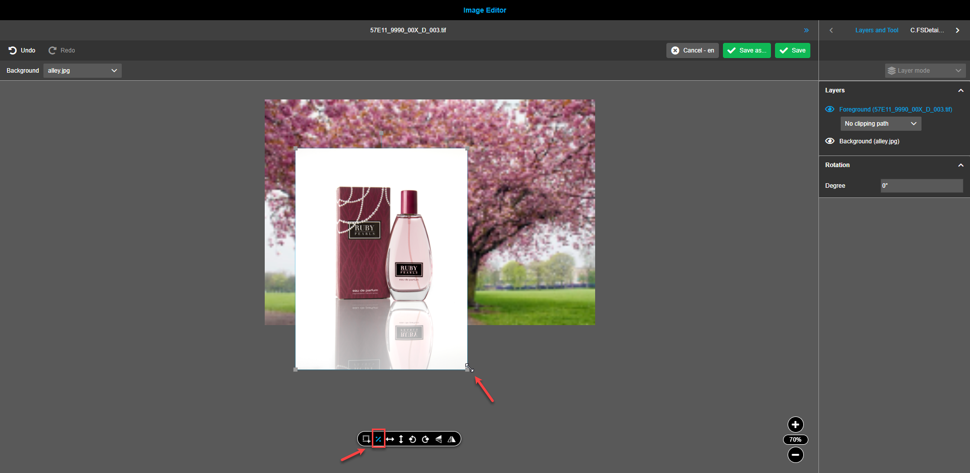 Image editor proportional scaling