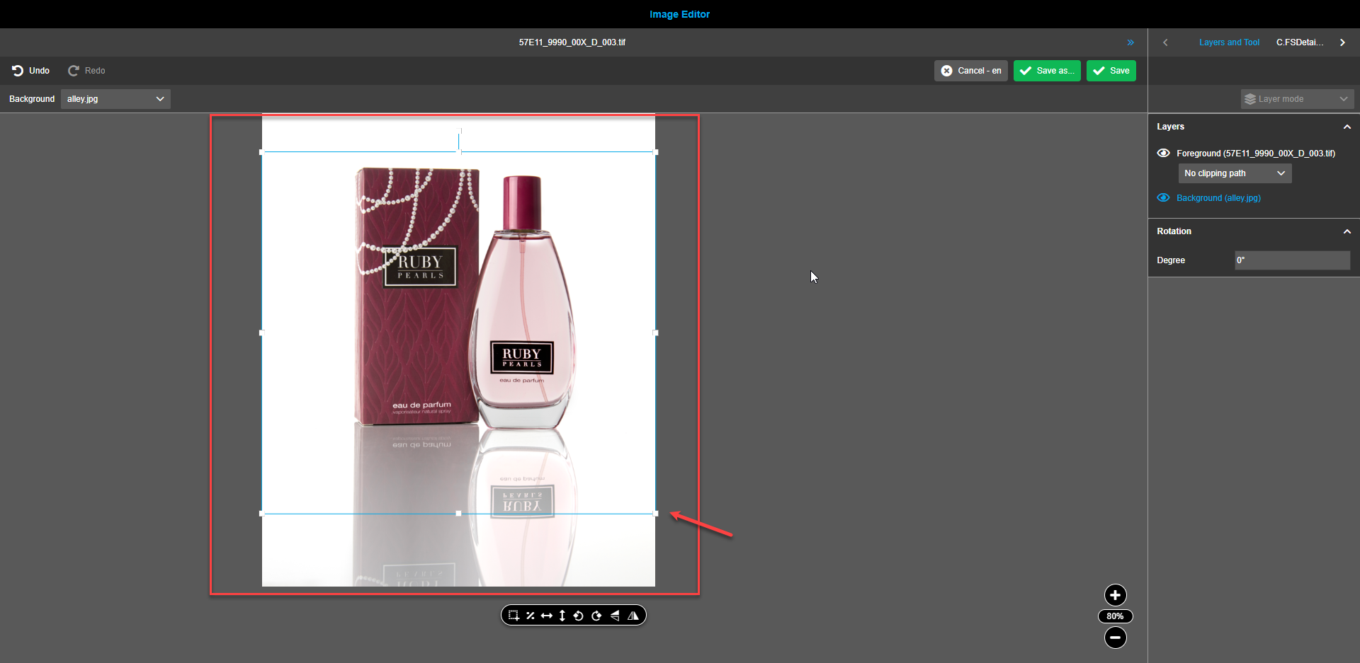 Image editor horizontal/vertical fit