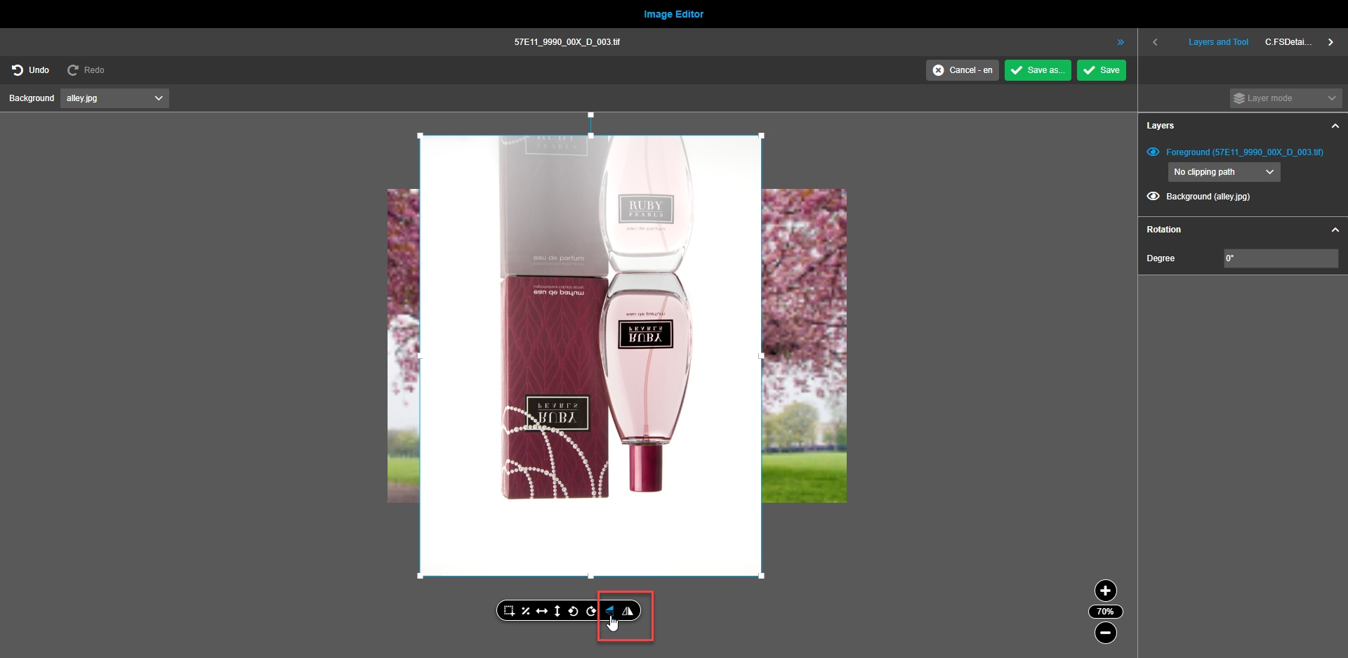 Image editor flip/flop