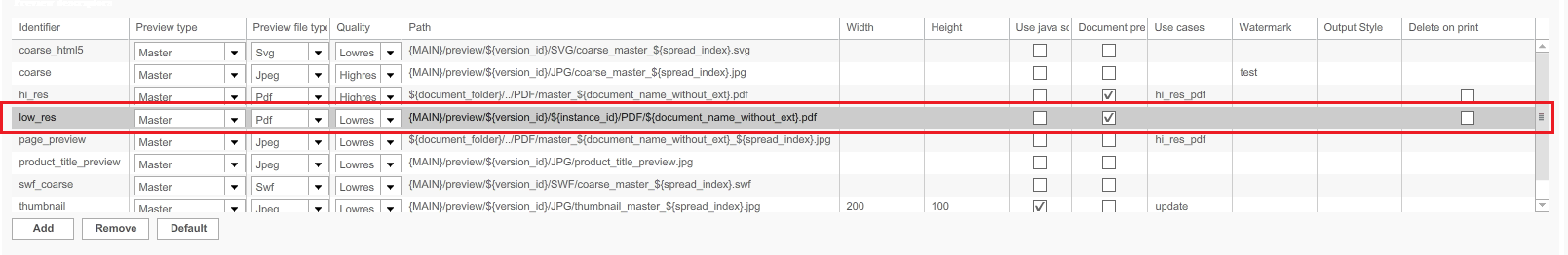 Low res preview descriptor
