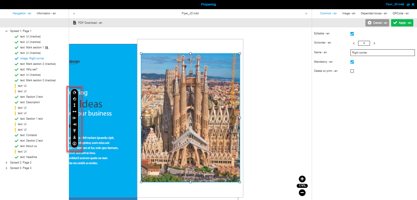 Preparing Image box Functions toolbar