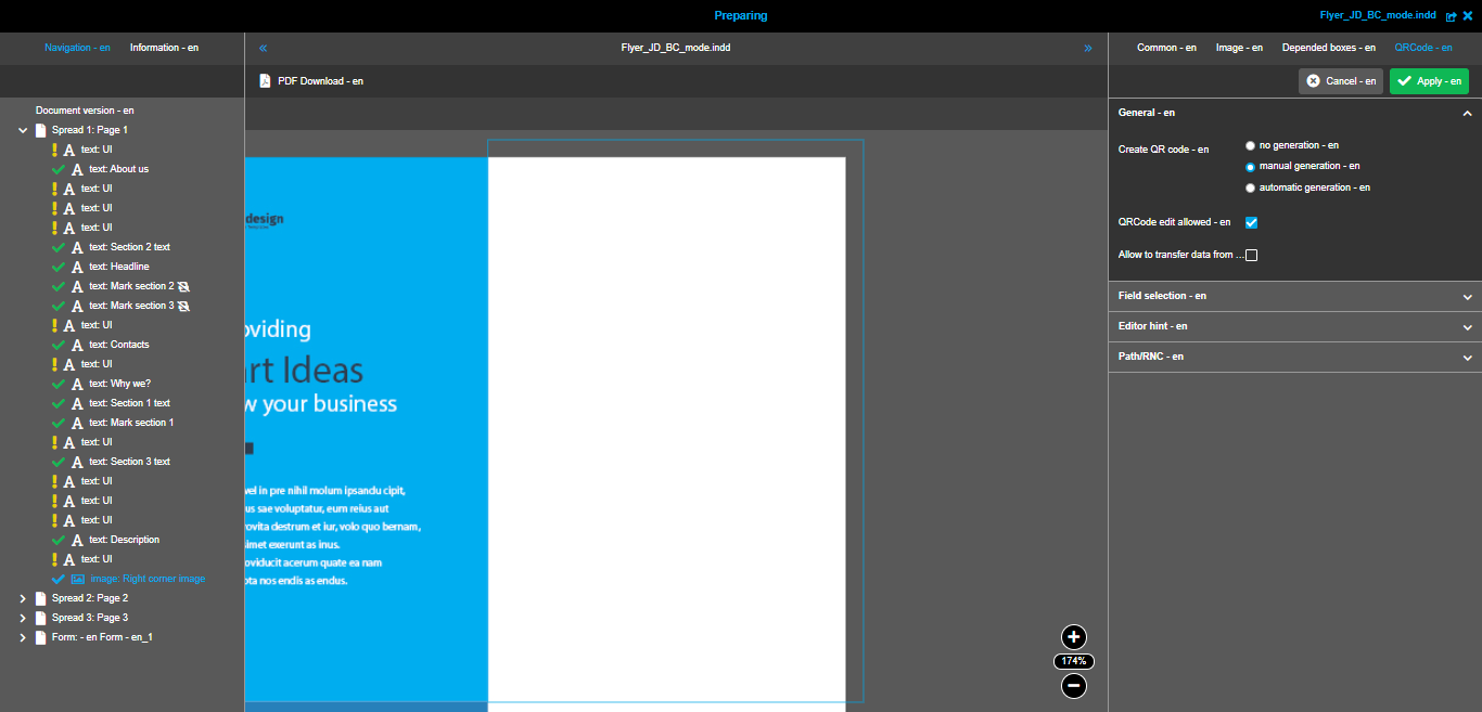 Preparing Image box QRCode General section