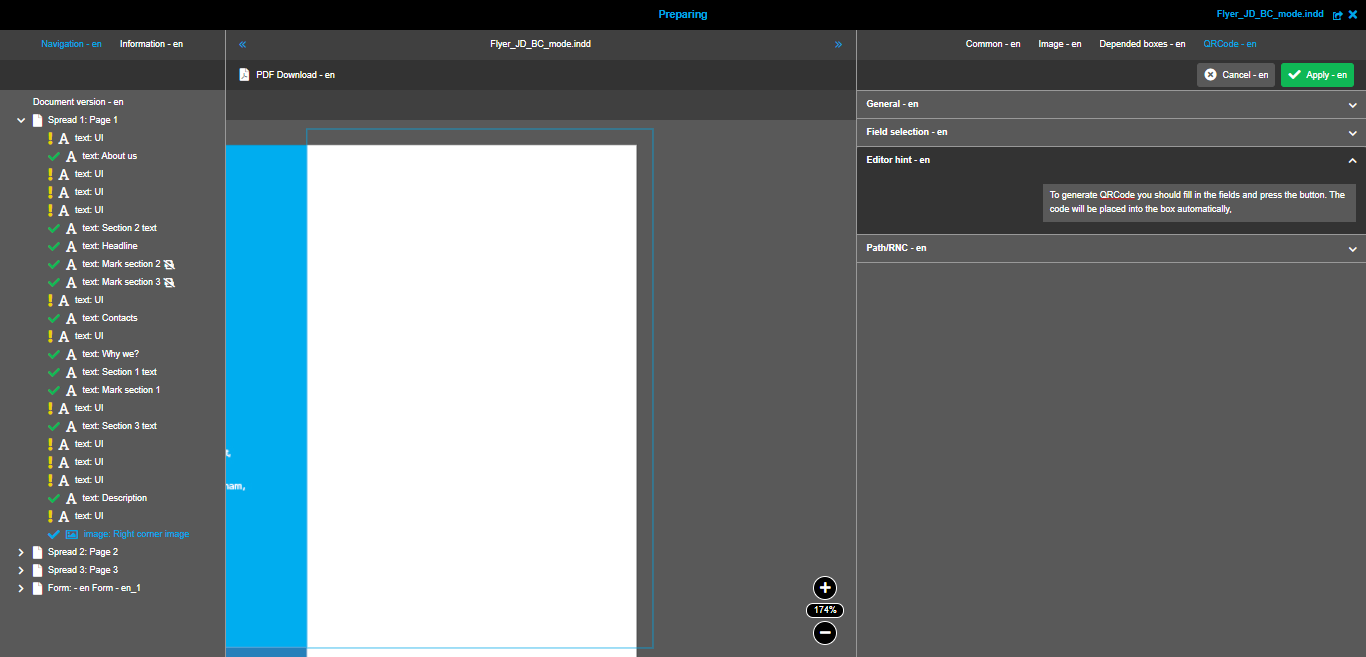Preparing Image box QRCode Path Editor hint