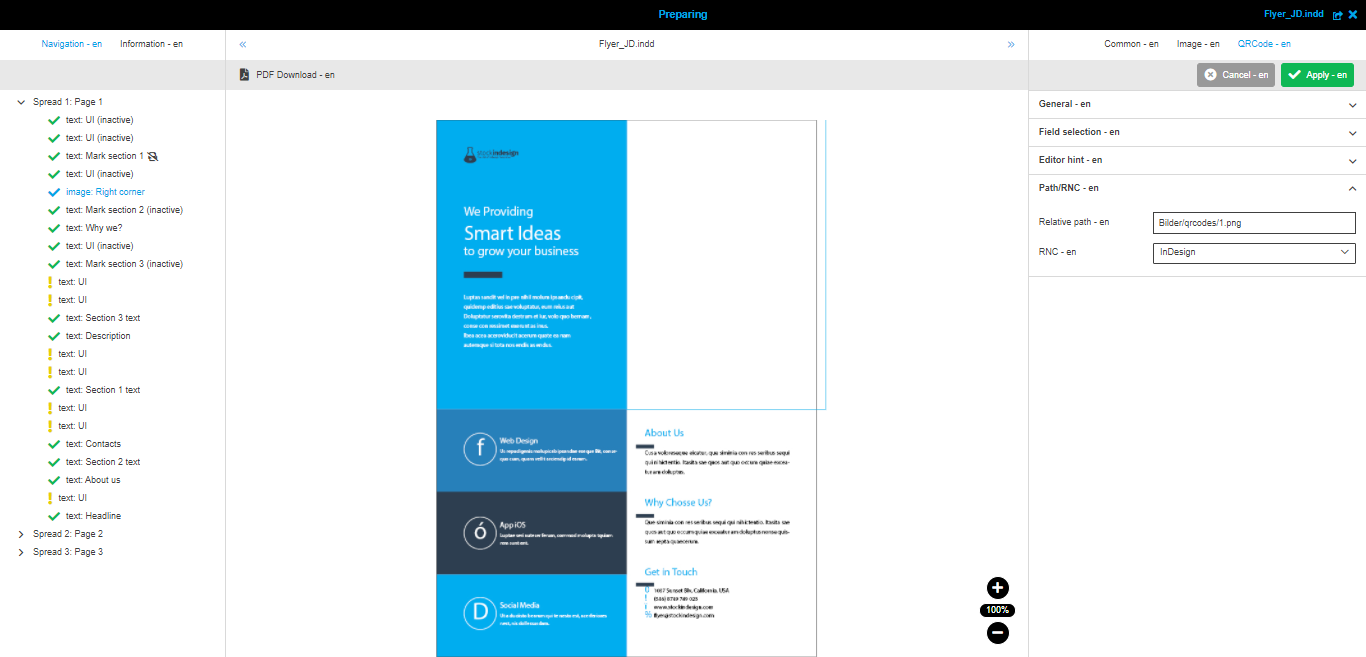 Preparing Image box QRCode Path RNC section