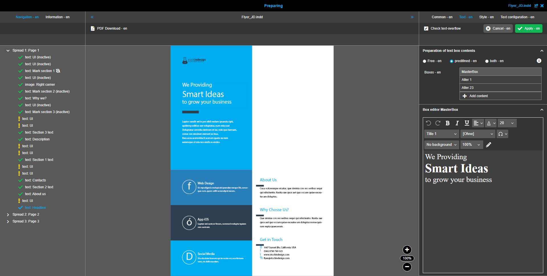 Preparing text box editor text tab 5.10