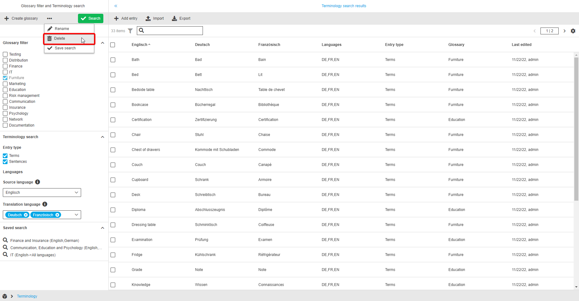 F DeleteGlossaryButton