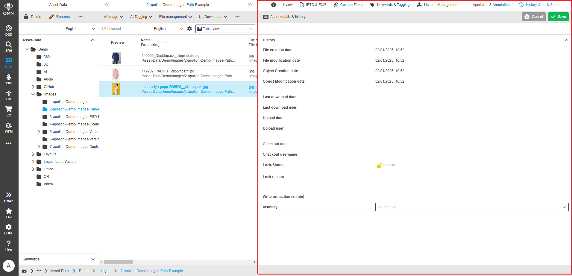User Guide DAM fsDetailHistorie