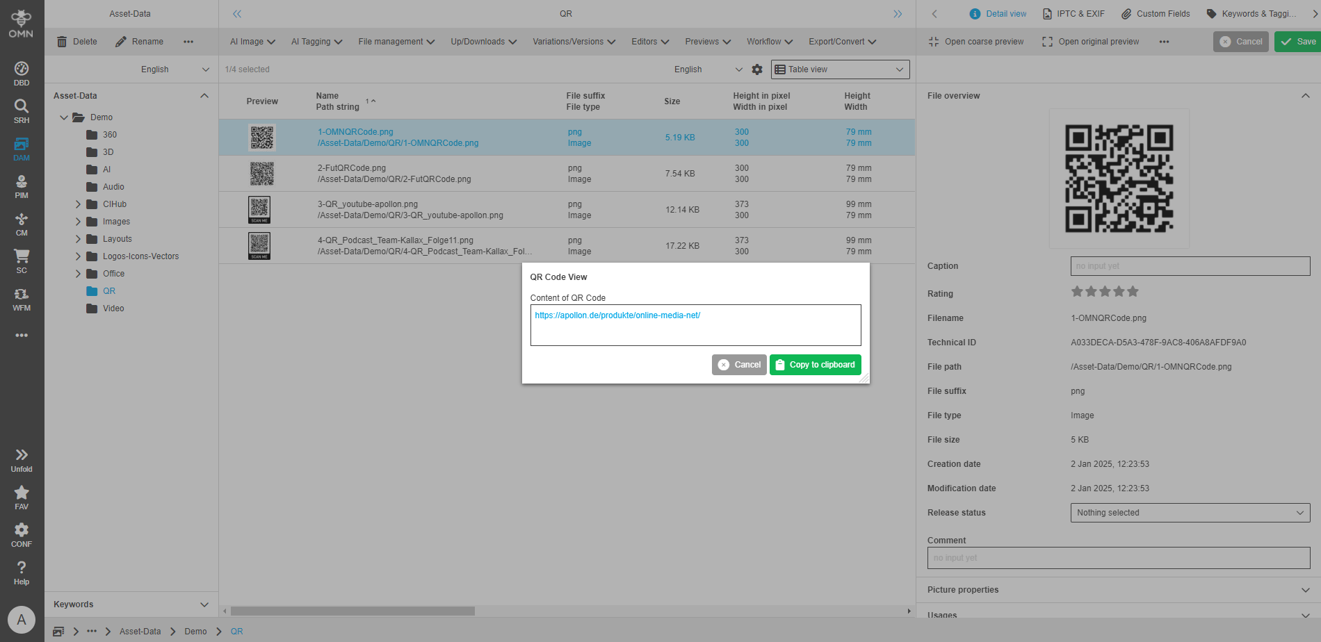 User Guide DAM qrCodeViewer