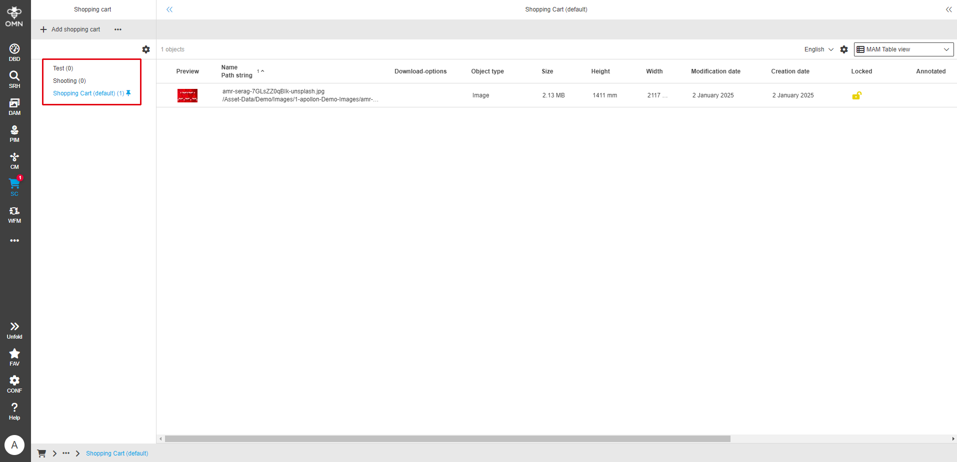 User Guide DAM shoppingCard