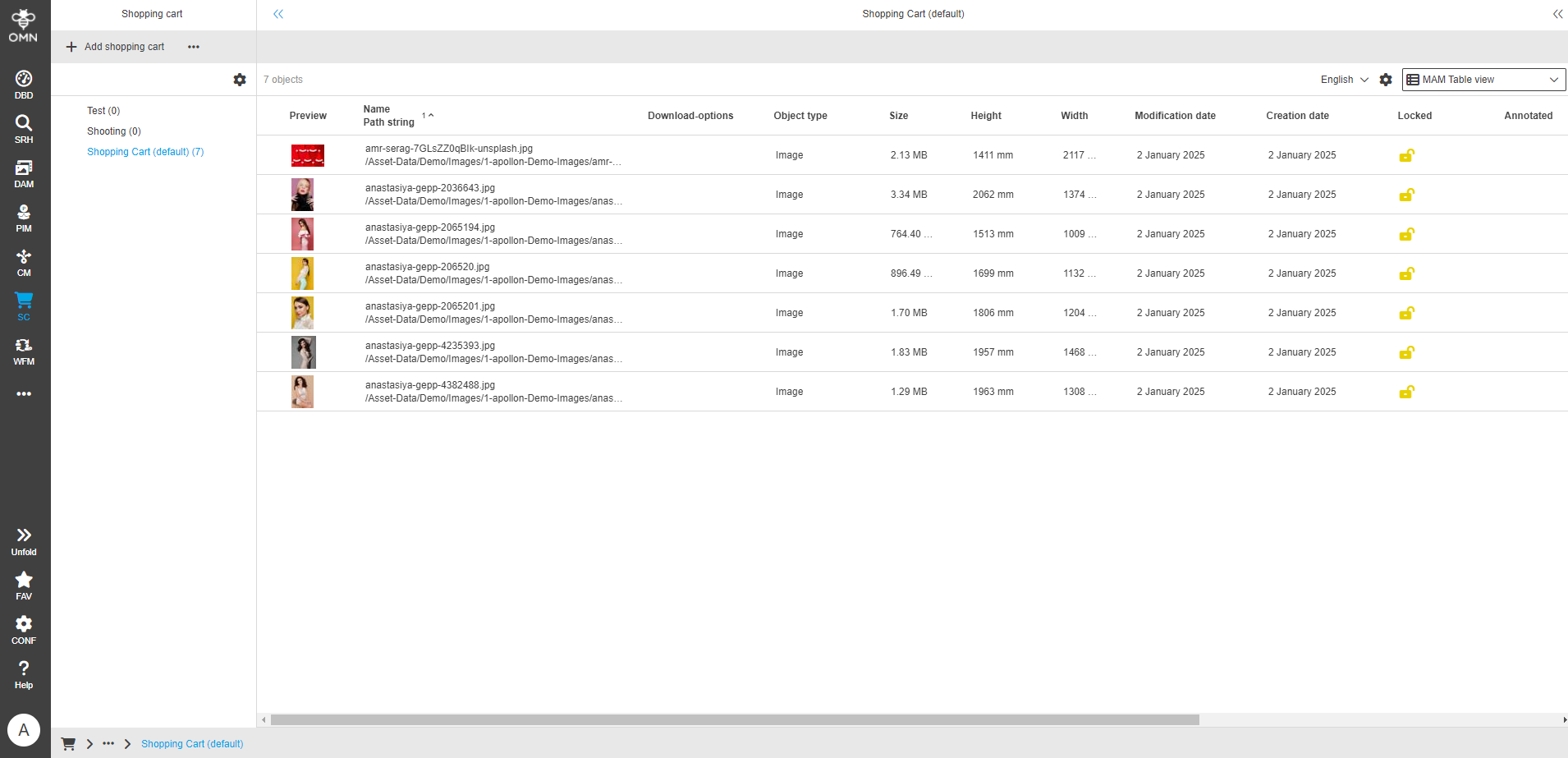 User Guide DAM shoppingCardView