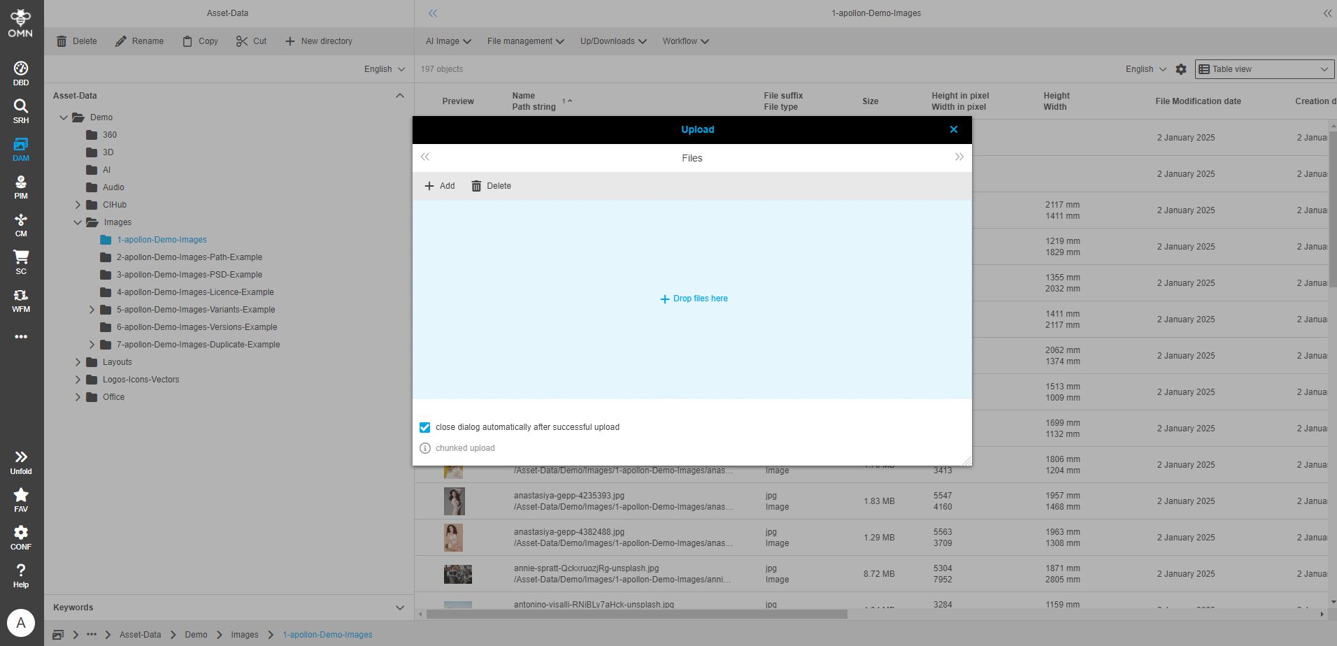 User Guide DAM uploadDialog