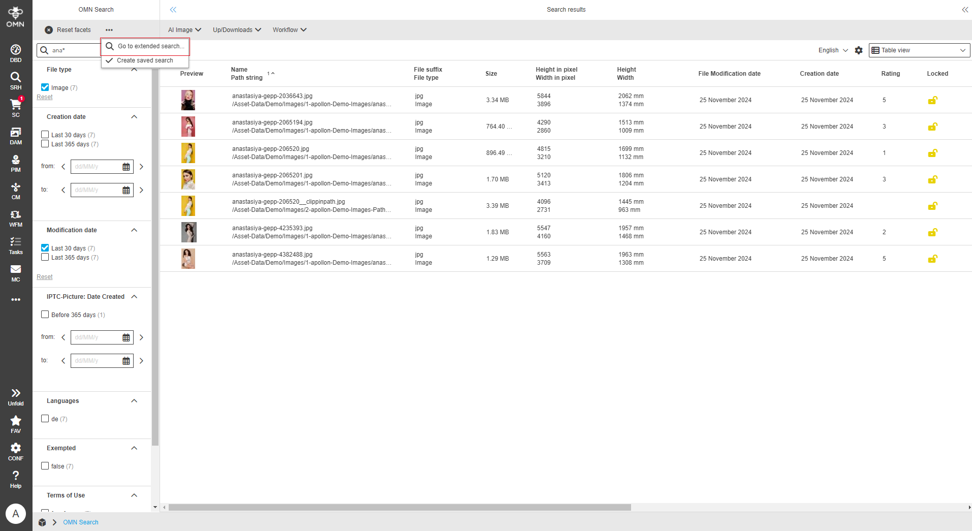 User Guide advancedSearchResult