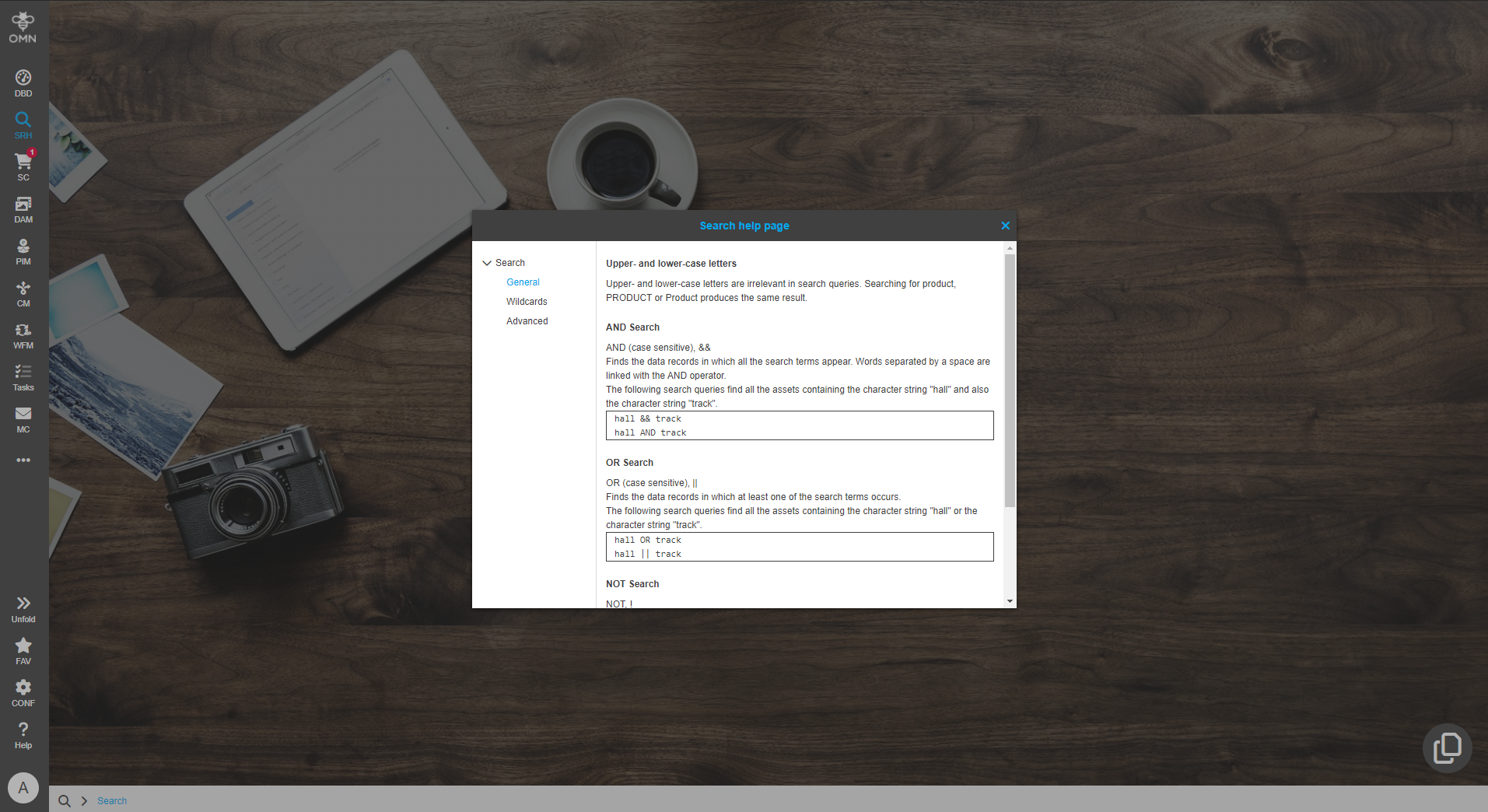 User Guide searchHelppage