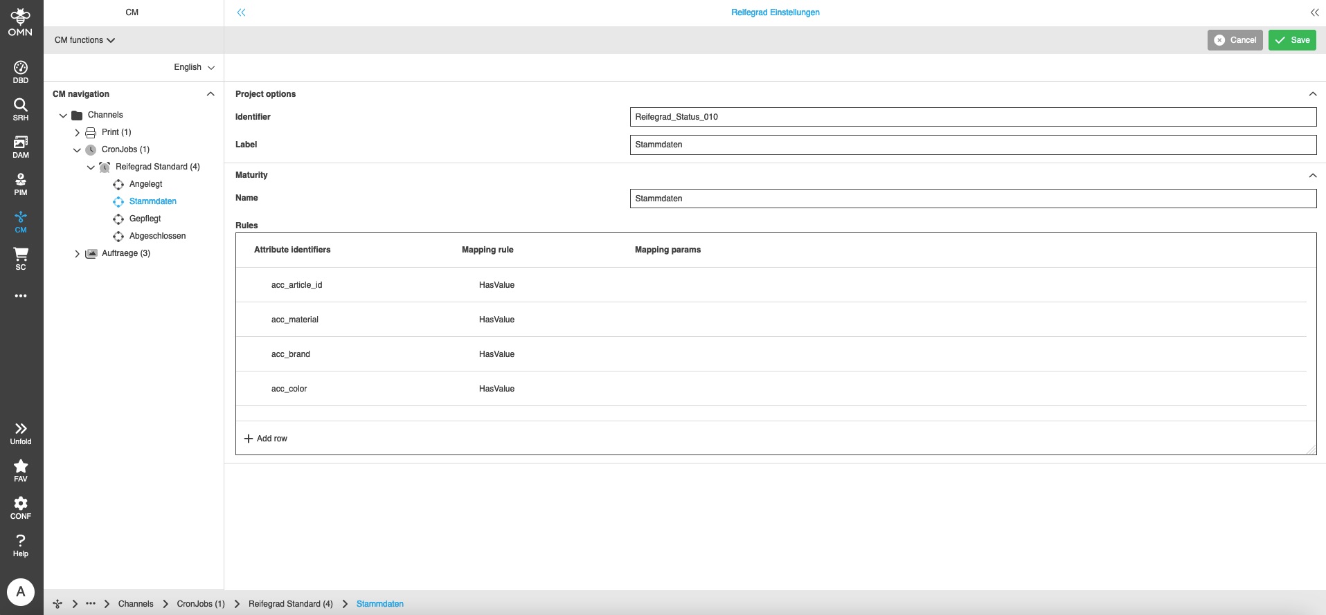 omn cm maturity config