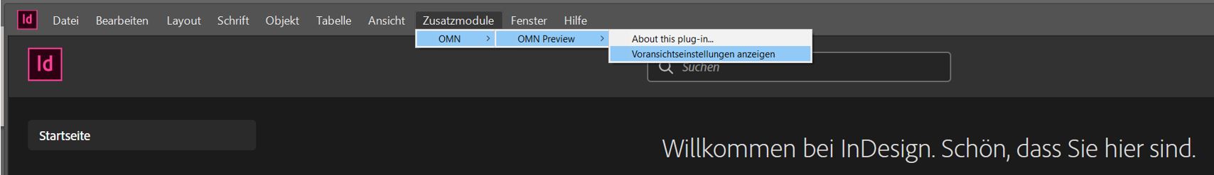 omn preview indesign plugin menu